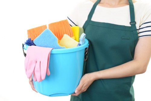 Cleaner preparing a Kensington living room for domestic cleaning