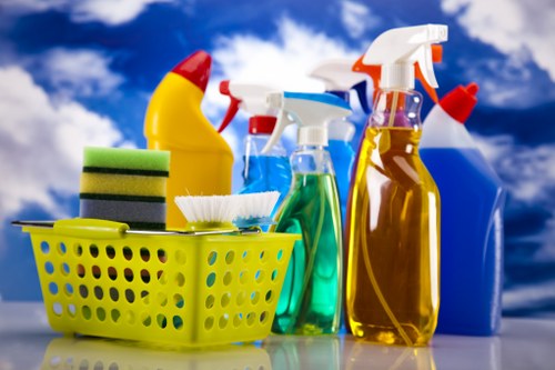 Commercial cleaning team working in a Kensington office reception area
