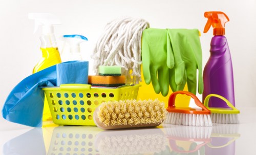 Local cleaners working in a Kensington townhouse and apartment building