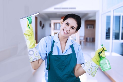 Local cleaners working in a Kensington period property